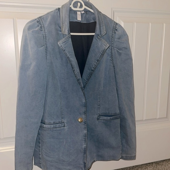 Women's Blue  denim Blazer Size Large - Picture 1 of 8